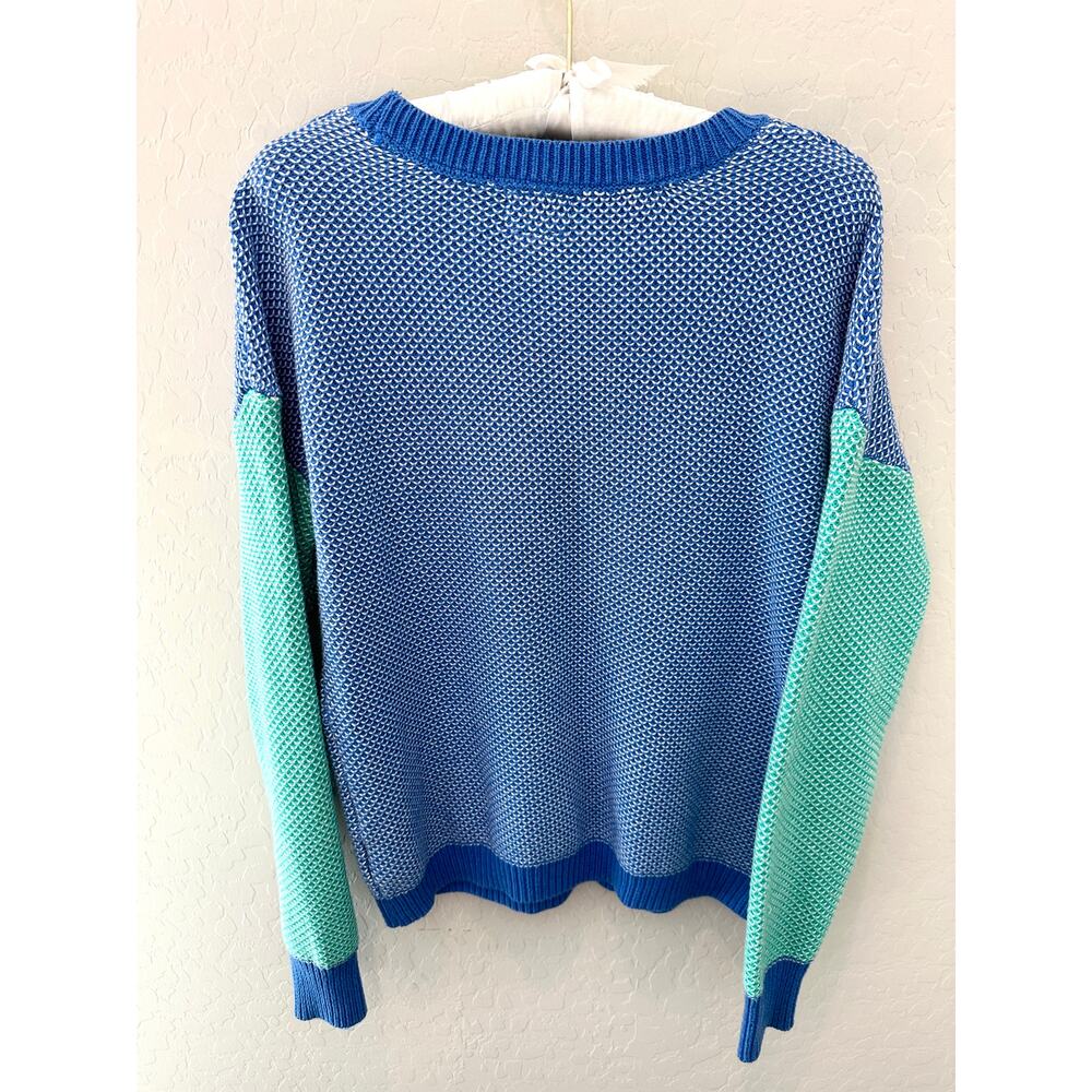 URBAN OUTFITTERS Coincidence & Chance Blue Green Colorblock Knit Sweater Small - Picture 4 of 7
